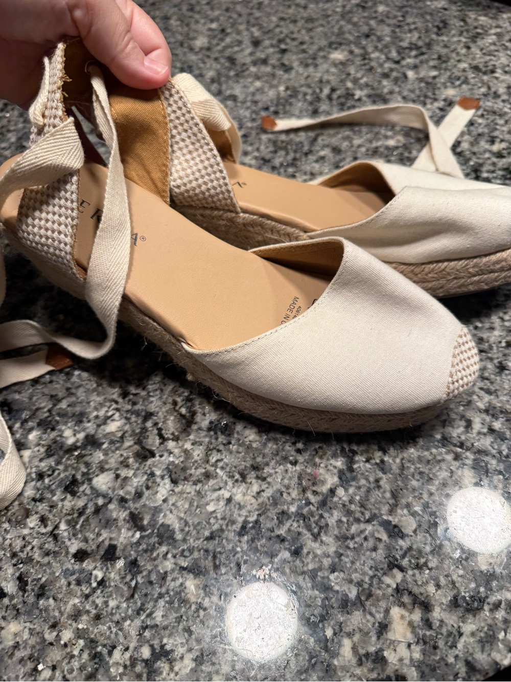 Serra Cream Canvas Espadrille Wedge Sandals with Ankle Ties